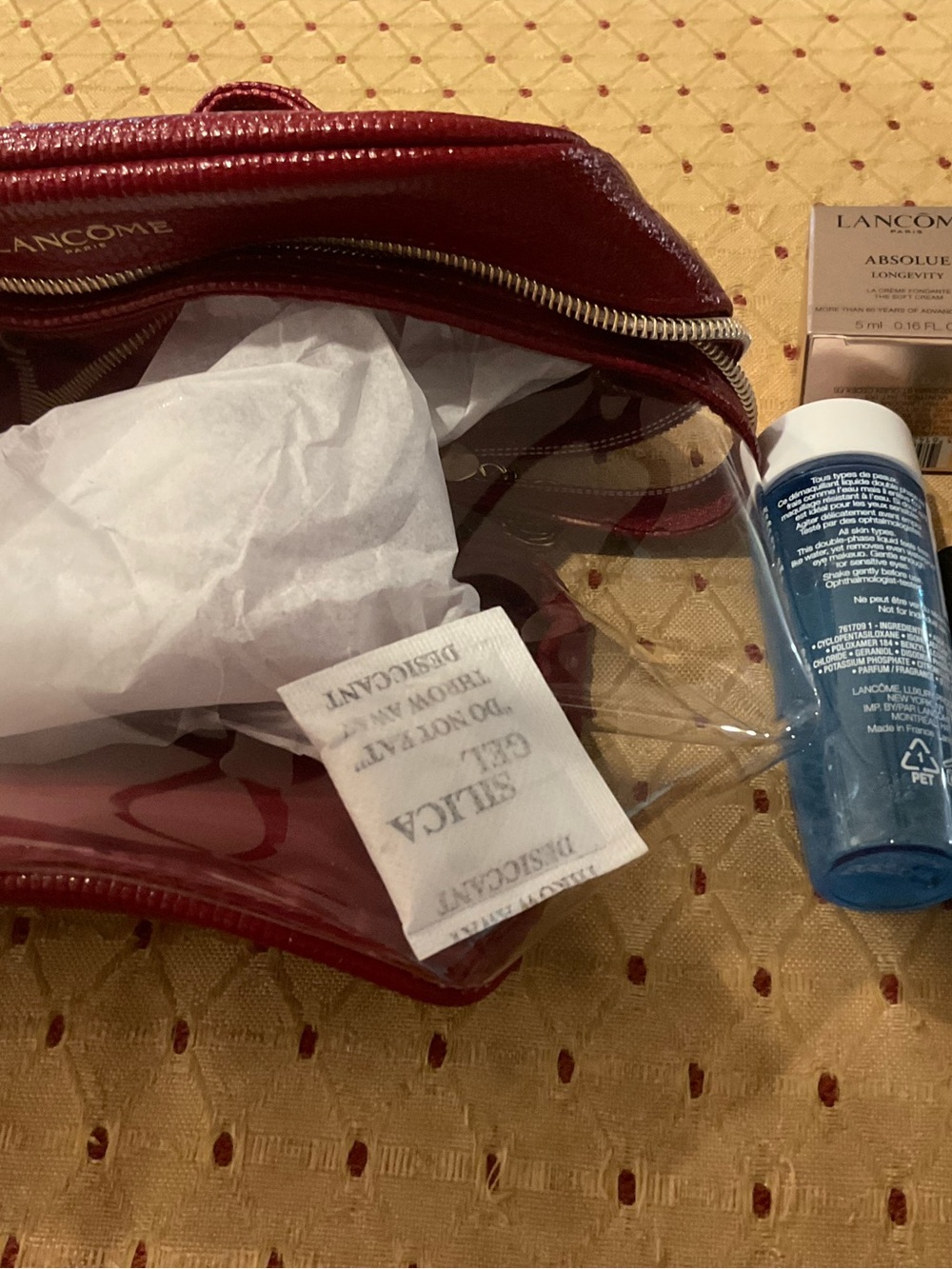 Lancôme Red Travel Cosmetic Pouch With Makeup Skincare Samples New